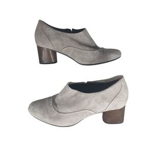 Clarks Unstructured Gray Suede Block Heel Ankle Booties Shooties Womens 9 M